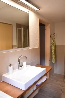 Ein Badezimmer in der Unterkunft Jörgenbauerhütte
