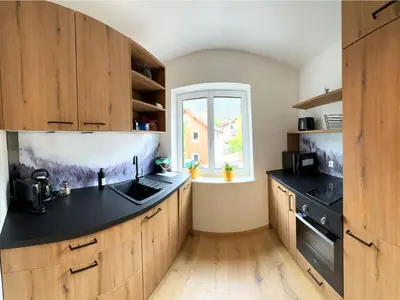 Küche/Küchenzeile in der Unterkunft Appartement Bergmann