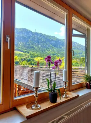 Ein allgemeiner Bergblick oder ein Berglick von der Ferienwohnung aus