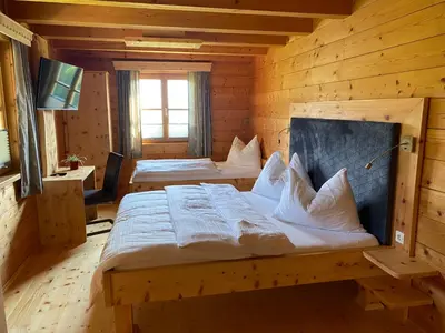 Ein Bett oder Betten in einem Zimmer der Unterkunft Bio Bauernhof Perneißl Apartment
