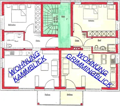 Grundriss der Unterkunft LANDHAUS JASMIN ausgezeichnet mit 4 Kristallen - FW Kammblick