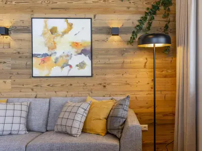 Ein Sitzbereich in der Unterkunft Alpenchalet Lambert