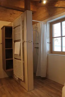 Ein Badezimmer in der Unterkunft Seeblickhütte Lachtal