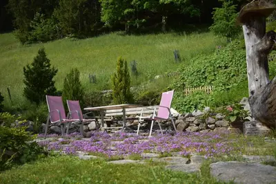 Ein Garten an der Unterkunft Pension Glöshof