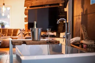 Ein Sitzbereich in der Unterkunft Altholz-Suite - Nationalpark Kalkalpen