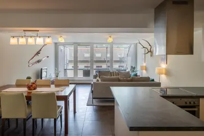 Ein Sitzbereich in der Unterkunft Apartment Bergwies
