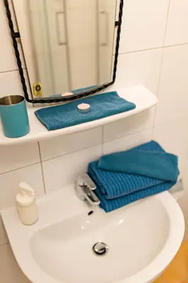 Ein Badezimmer in der Unterkunft Tauglerei Doppelzimmer Bergamotte