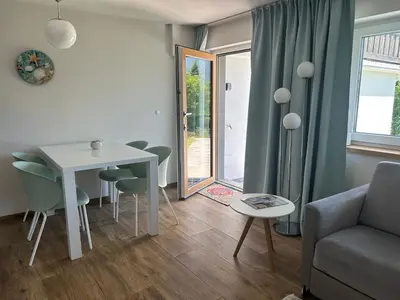 Ein Sitzbereich in der Unterkunft Blaue Lagune