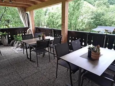 Ein Balkon oder eine Terrasse in der Unterkunft Gasthof Leitner - Der Wirt an der Klamm