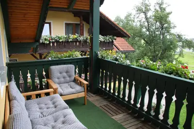 Ein Balkon oder eine Terrasse in der Unterkunft Landhotel Waldmühle
