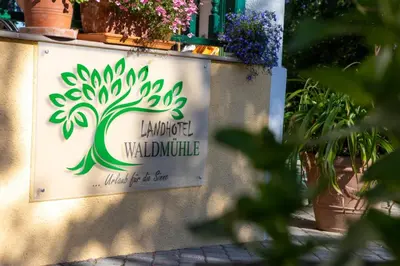 Ein Garten an der Unterkunft Landhotel Waldmühle