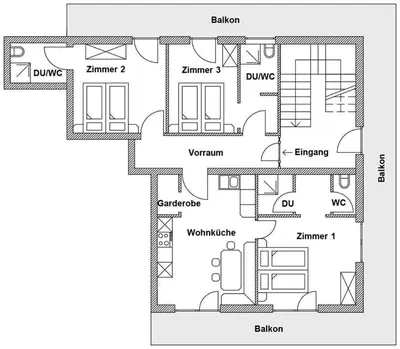 Grundriss der Unterkunft Ferienwohnung Gföller