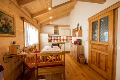 Ein Bett oder Betten in einem Zimmer der Unterkunft Ferienhütte Sonnreith