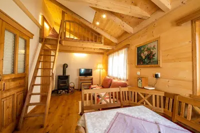 Ein Sitzbereich in der Unterkunft Ferienhütte Sonnreith