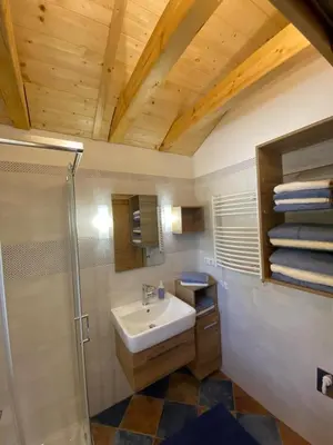 Ein Badezimmer in der Unterkunft Ferienhütte Sonnreith