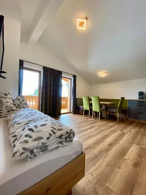 Ein Bett oder Betten in einem Zimmer der Unterkunft Finkhof Appartements
