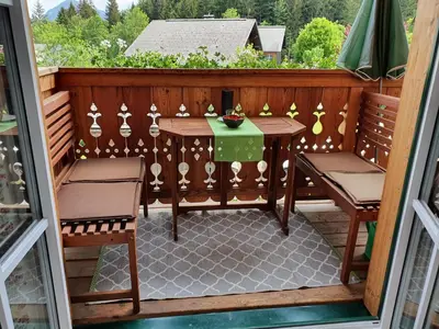 Ein Balkon oder eine Terrasse in der Unterkunft Ferienwohnung Leuner