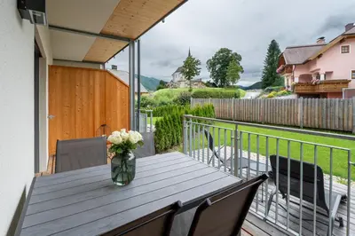 Ein Balkon oder eine Terrasse in der Unterkunft Garten-Appartement Ski&Nature 