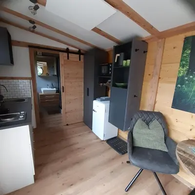 Küche/Küchenzeile in der Unterkunft Tiny House am Steinergut