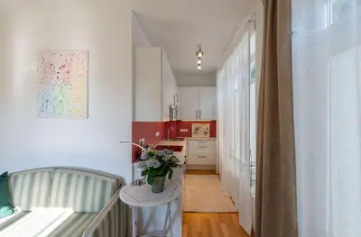 Ein Bett oder Betten in einem Zimmer der Unterkunft Apartments am Kurpark