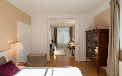 Ein Bett oder Betten in einem Zimmer der Unterkunft Apartments am Kurpark