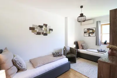 Ein Sitzbereich in der Unterkunft Naturtalente Berghaus - Apartment 4