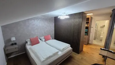 Ein Bett oder Betten in einem Zimmer der Unterkunft Ferienwohnung Nahe Gmunden Top 3