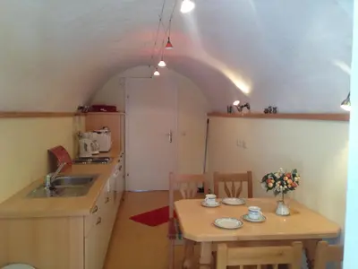 Küche/Küchenzeile in der Unterkunft Appartements im Forsthaus