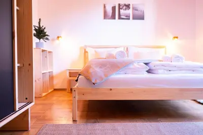Ein Bett oder Betten in einem Zimmer der Unterkunft Edelweiß Gästehaus Lachtal