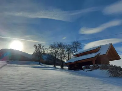 Chalet Troadkasten Biohof Kreilgut im Winter