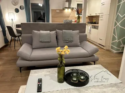 Ein Sitzbereich in der Unterkunft FarawayHomes Studio St Wolfgang #9