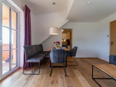 Ein Sitzbereich in der Unterkunft Lärchenhof Top 303
