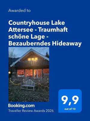 Ein Zertifikat, Auszeichnung, Logo oder anderes Dokument, das in der Unterkunft Countryhouse Lake Attersee - Atemberaubende Lage - Bezauberndes Hideaway ausgestellt ist
