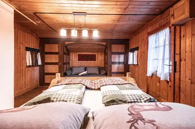Ein Bett oder Betten in einem Zimmer der Unterkunft Almfrieden