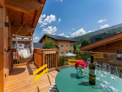 Ein allgemeiner Bergblick oder ein Berglick von des Chalets aus