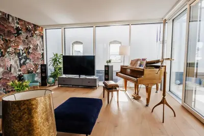 TV/Unterhaltungsangebot in der Unterkunft Luxus Penthouse mit Panoramablick