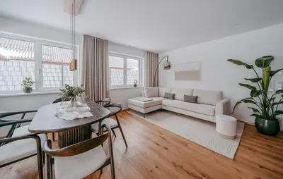 Ein Sitzbereich in der Unterkunft Moderne Ferienwohnung
