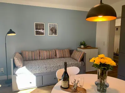 Ein Sitzbereich in der Unterkunft Iris Apartments