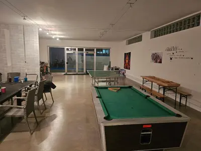 Ein Billardtisch in der Unterkunft Ferienwohnung Attersee