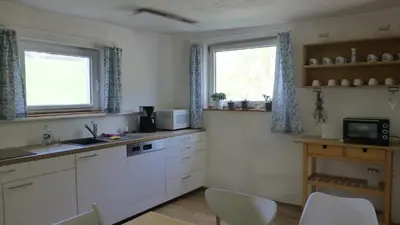 Küche/Küchenzeile in der Unterkunft Ferienwohnung Rabennest