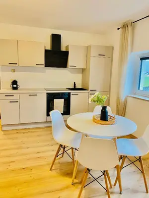 Küche/Küchenzeile in der Unterkunft Zentrale Wohnung mit Alpenblick