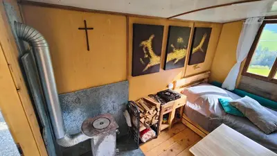 Ein Bett oder Betten in einem Zimmer der Unterkunft Schäferhütte