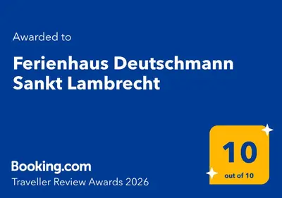 Ein Zertifikat, Auszeichnung, Logo oder anderes Dokument, das in der Unterkunft Ferienhaus Deutschmann Sankt Lambrecht ausgestellt ist