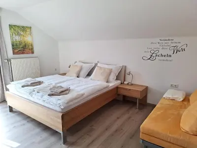 Ein Bett oder Betten in einem Zimmer der Unterkunft Ferienhaus Deutschmann Sankt Lambrecht