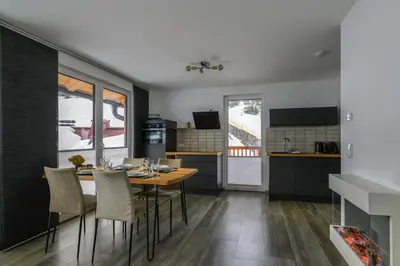 Küche/Küchenzeile in der Unterkunft Ferienwohnung Klugis