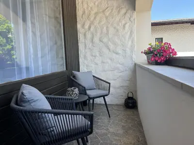 Ein Sitzbereich in der Unterkunft Wolfgangsee Ferienappartement Seeliebe