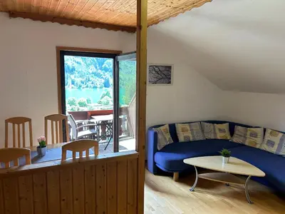 Ein Sitzbereich in der Unterkunft Gasthof Seestern