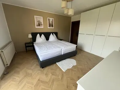 Ein Bett oder Betten in einem Zimmer der Unterkunft Ferienhaus mit Panoramablick