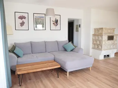 Ein Sitzbereich in der Unterkunft Ferienhaus mit Panoramablick