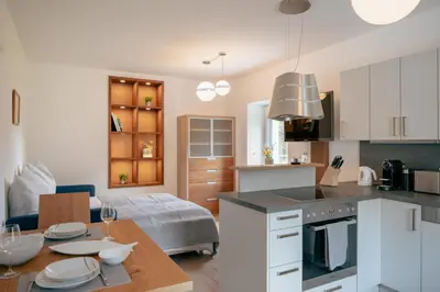Küche/Küchenzeile in der Unterkunft Alte Fischerei - Apartments am See
